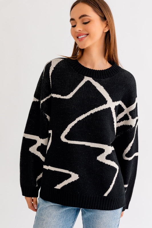 Abstract Oversized Sweater